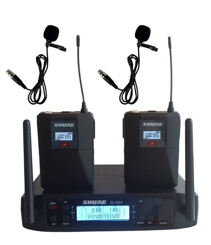 Nieuwe Shure GLXD4 met 2 dasspeld microfoons., Muziek en Instrumenten, Microfoons, Nieuw, Zangmicrofoon, Draadloos, Ophalen of Verzenden