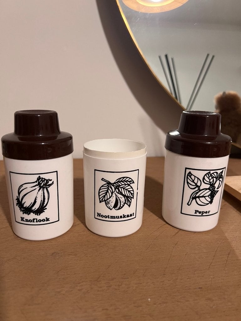 set van 3 vintage voorraadpotten, plastic made in G.D.R., Ophalen of Verzenden, Huis en Inrichting