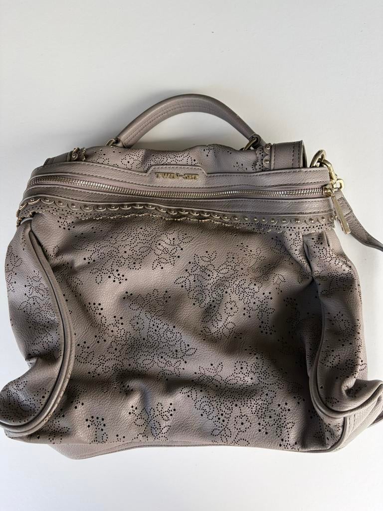 Lederen handtas Twinset, Handtassen en Accessoires, Tassen | Damestassen, Ophalen of Verzenden, Gebruikt, Grijs, Handtas