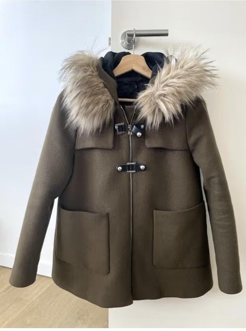 kaki groene winter jas van ZARA maat medium, Maat 38/40 (M), Ophalen of Verzenden, Gedragen, Groen