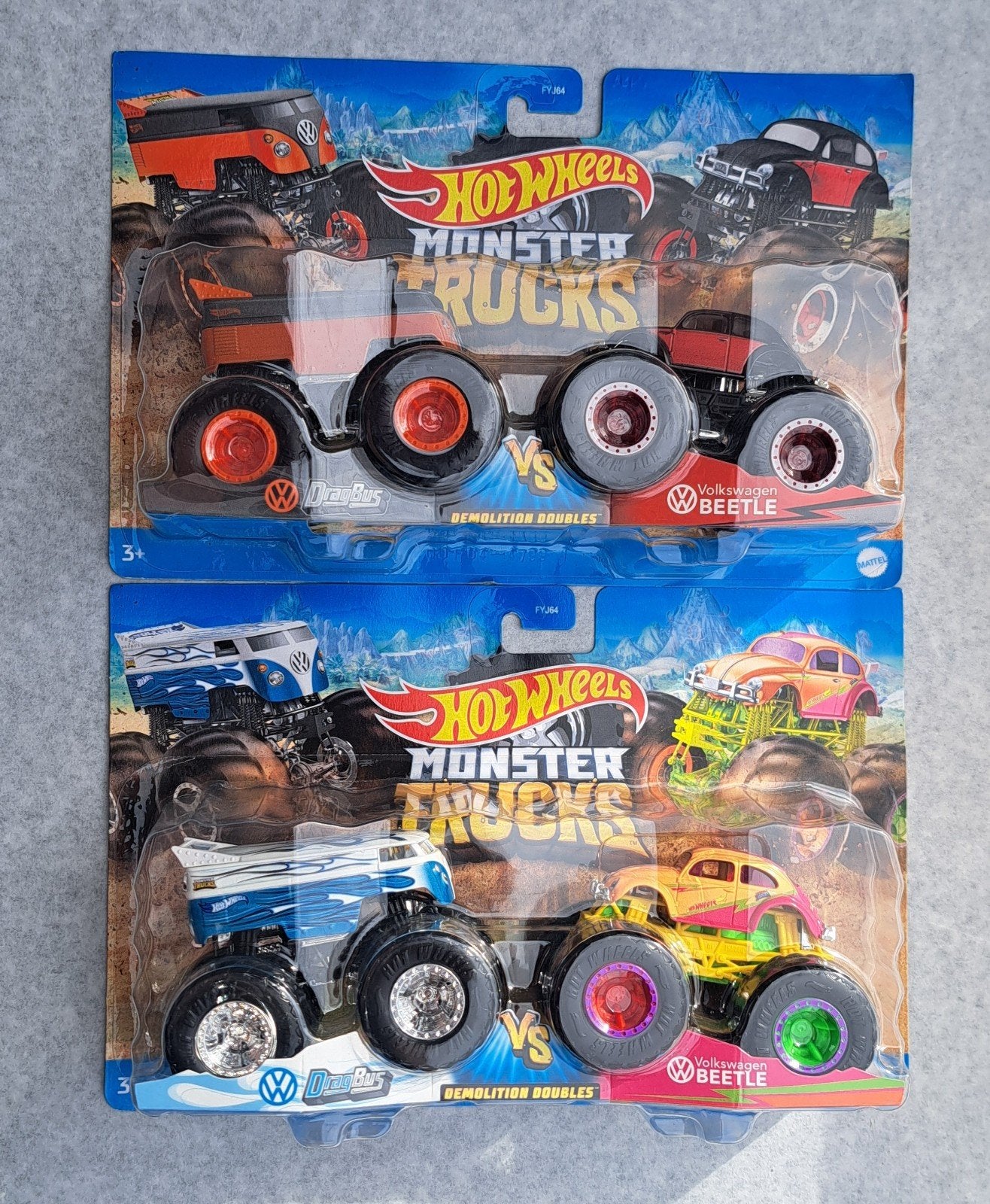 2x pack monster trucks vw hotwheels, Hobby & Loisirs créatifs, Enlèvement ou Envoi, Comme neuf, Voiture