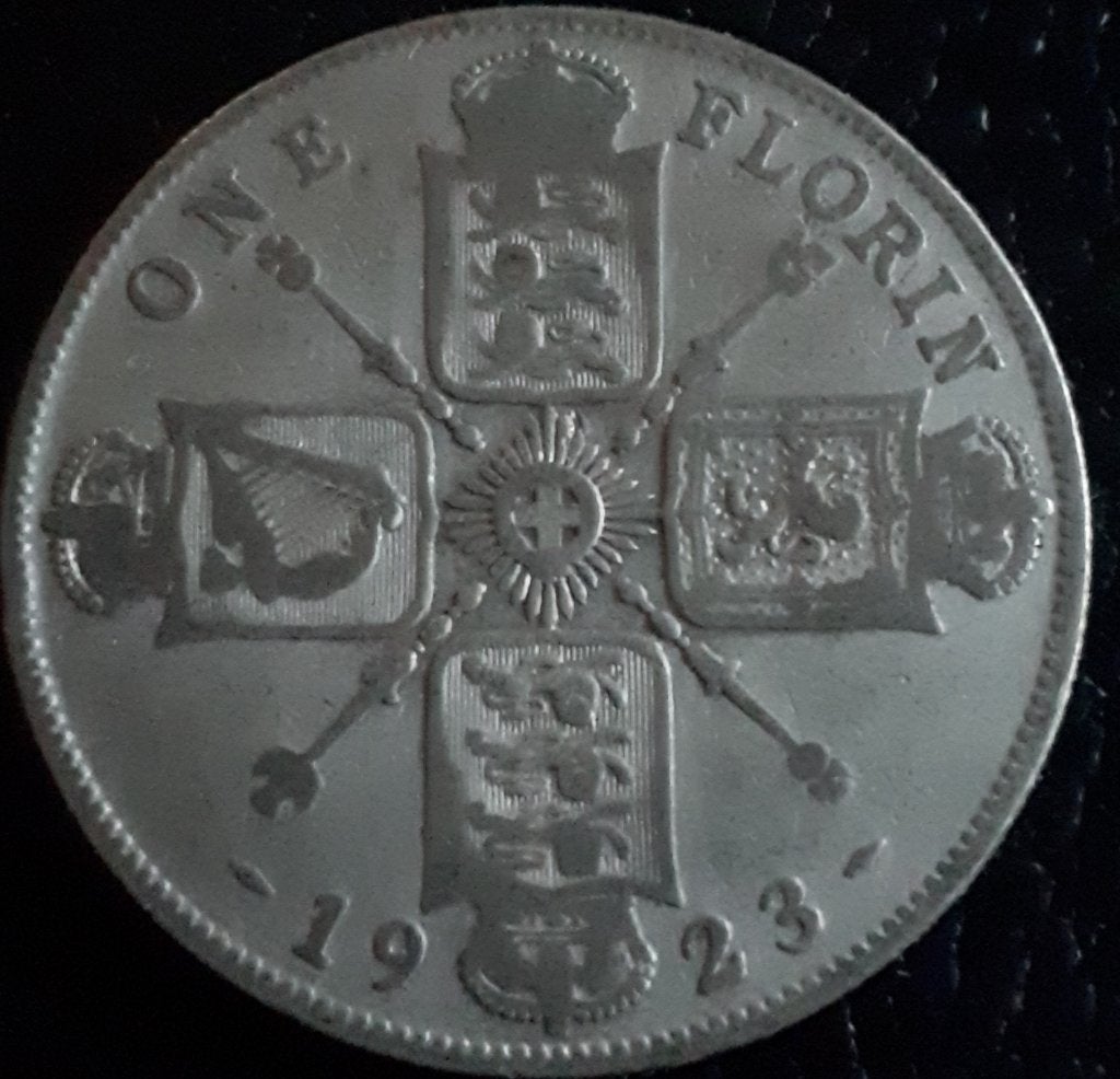 UNITED KINGDOM / FLORIN 1923 KM 817a ZILVER, Ophalen of Verzenden, Overige landen, Losse munt, Zilver