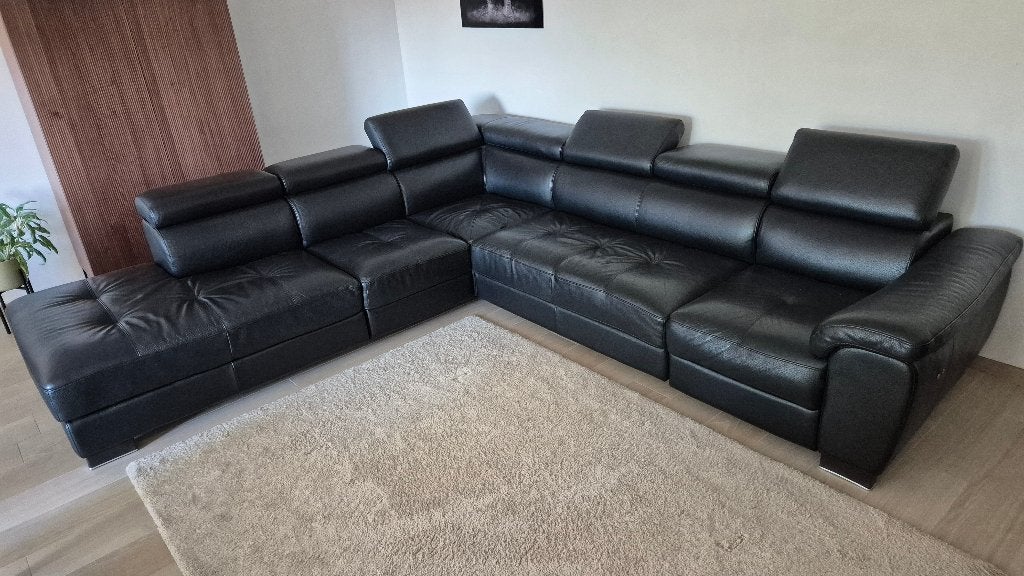 Lederen hoeksalon met elektrische relax, 250 à 300 cm, Banc d'angle, Enlèvement, Utilisé