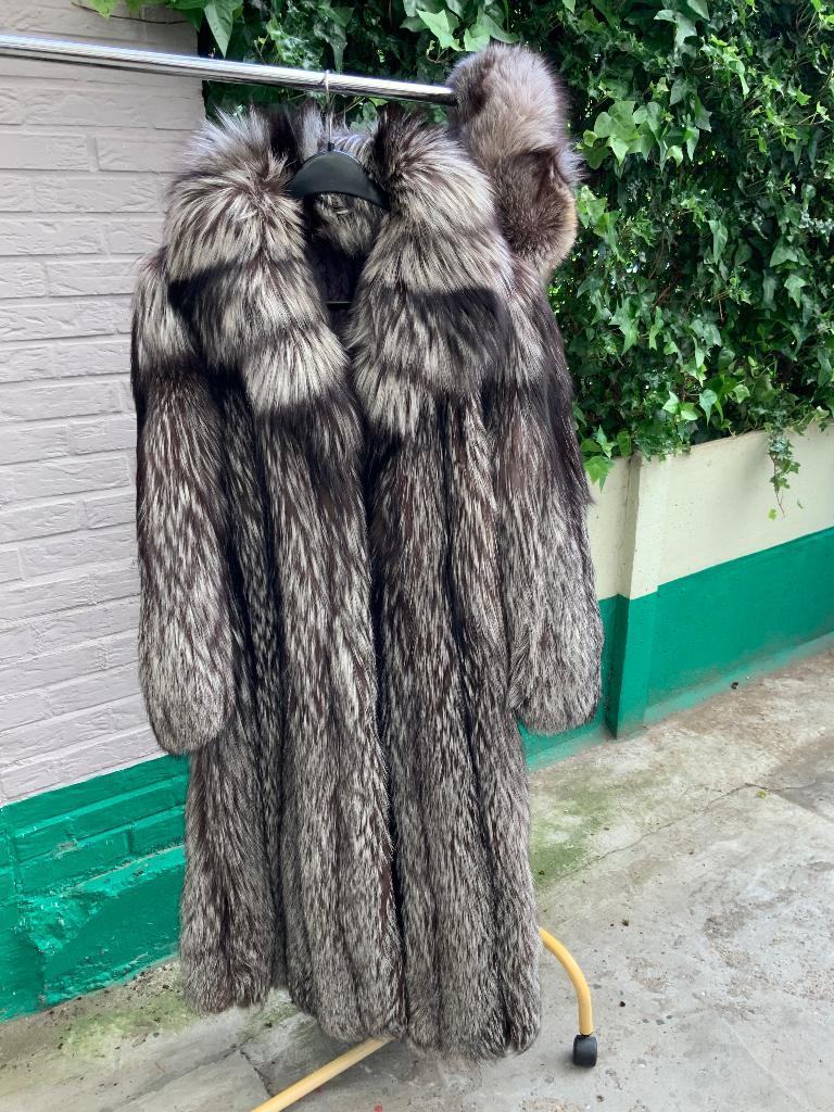 Vintage zilvervos bontjas met muts, Kleding | Dames, Jassen | Winter, Ophalen, Zo goed als nieuw