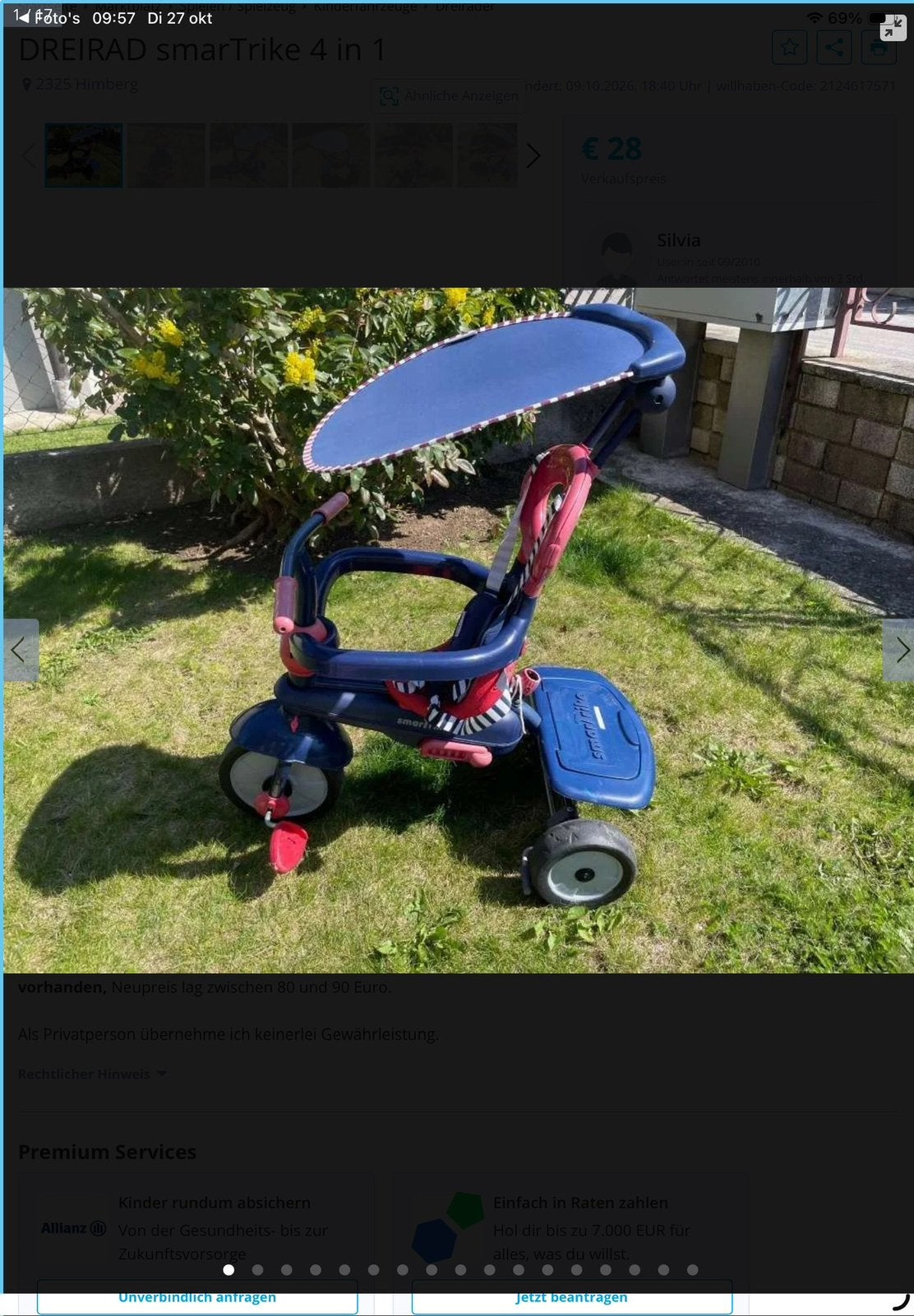Driewieler 3 in 1, Ophalen, Gebruikt, Duwstang