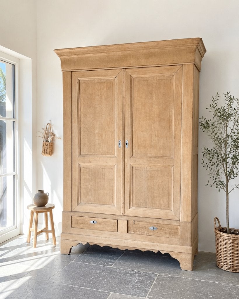 Garde robe Louis Philippe en chêne aerogommé, Maison & Meubles, Enlèvement, Chêne