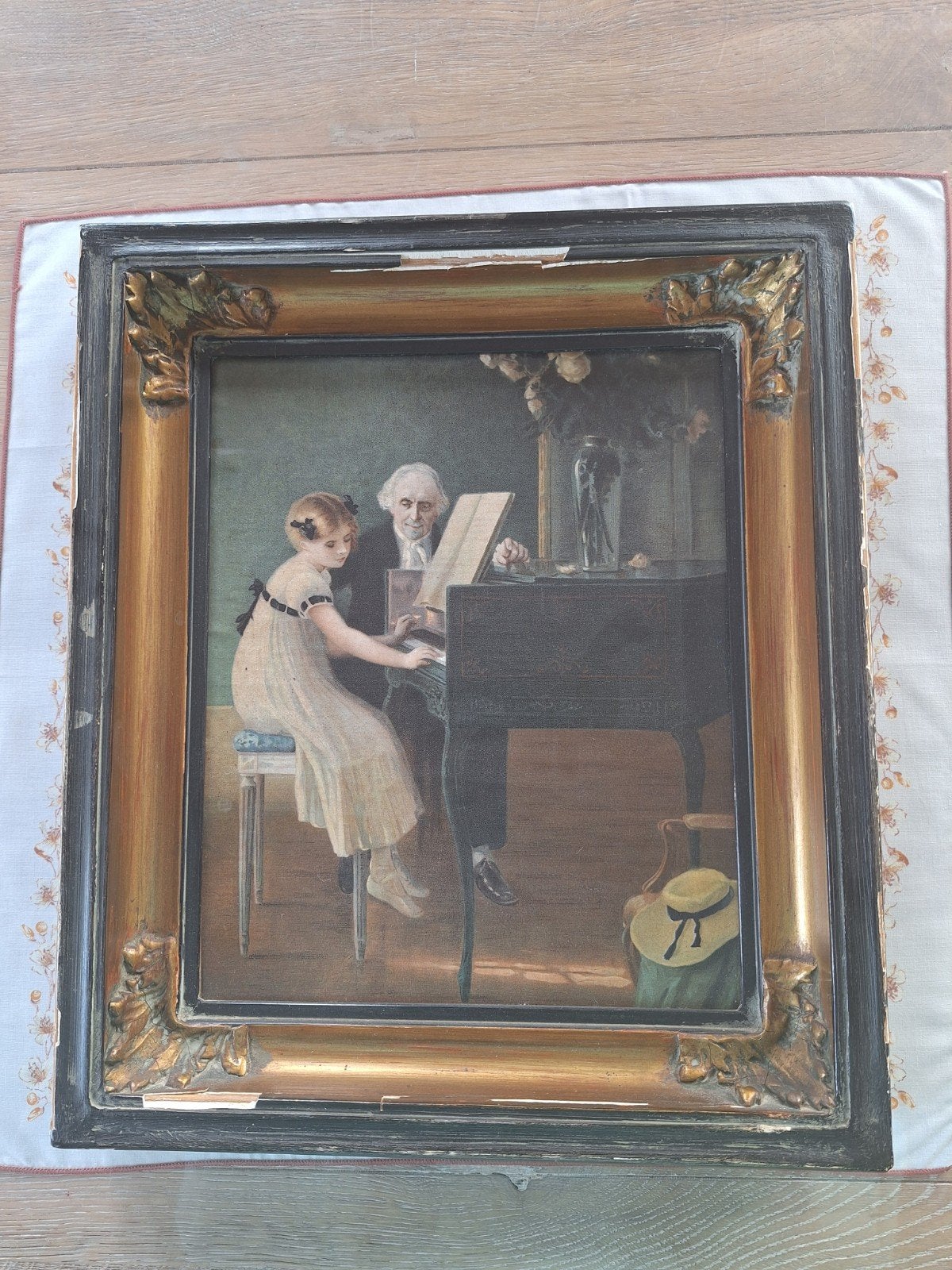 ingelijste reproductie (de pianoles), Ophalen, Klassiek, Ingelijst, Portret of Personen