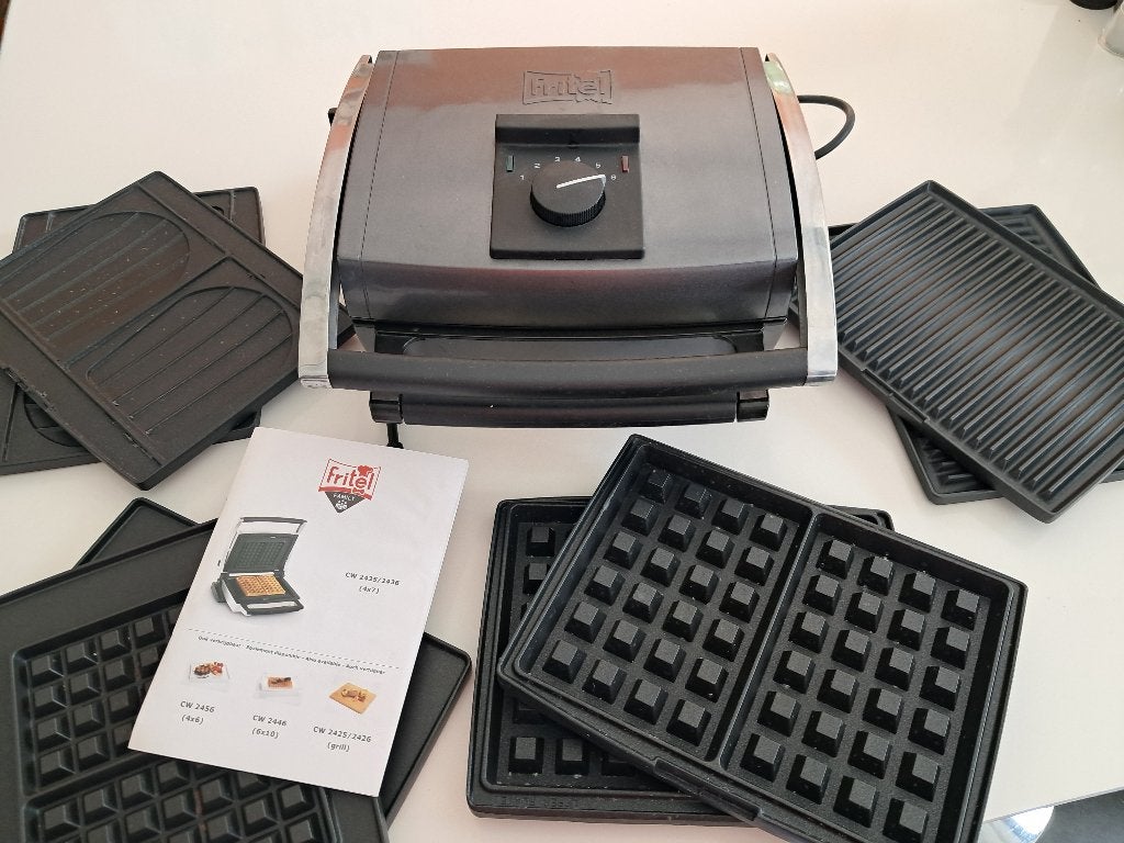 Fritel wafelijzer CW2435 ook voor croques en met grillplaat, Ophalen, Uitneembare platen, Gebruikt
