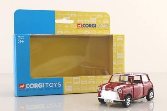 Mini Cooper flame red Union Jack Corgi TY82248., Ophalen of Verzenden, Zo goed als nieuw, Auto