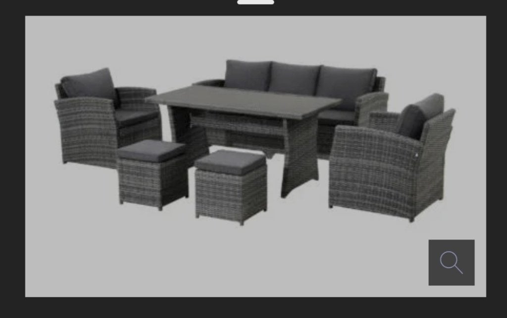Ensemble de salon Garden Plus Solana gris foncé, Jardin & Terrasse, Osier, Utilisé, Enlèvement, 7 places