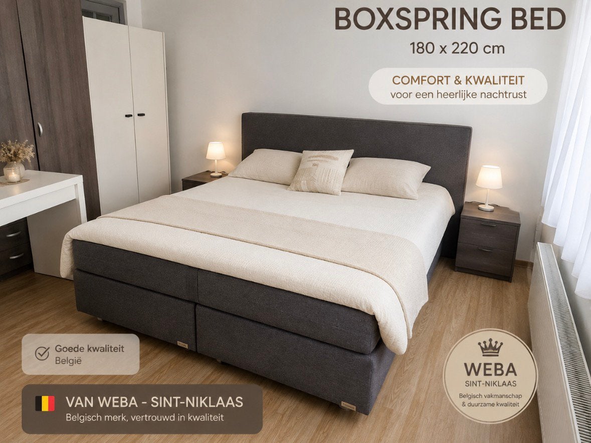 Boxspring à vendre 180 x 220, Gris, Enlèvement, Utilisé, 180 cm