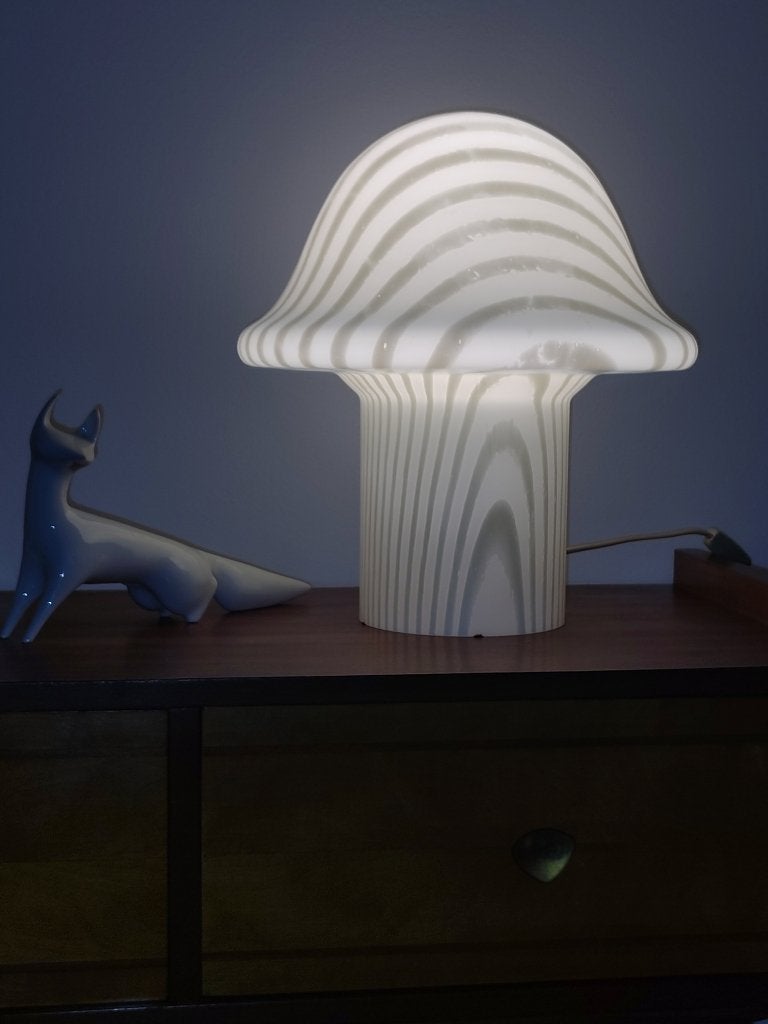 Lampe de table Peill & Putzler Mushroom Zebra — Vintage 1970, Blanc, Enlèvement, Verre, Vintage
