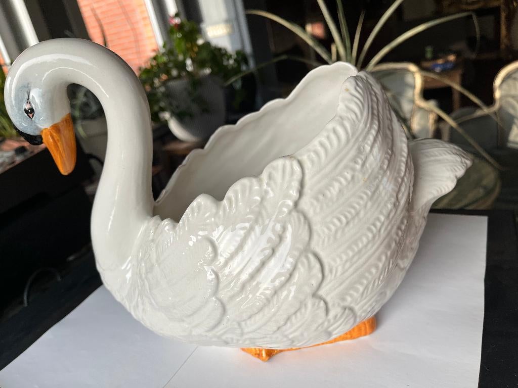Vintage witte zwaan cachepot, Antiek en Kunst, Ophalen of Verzenden