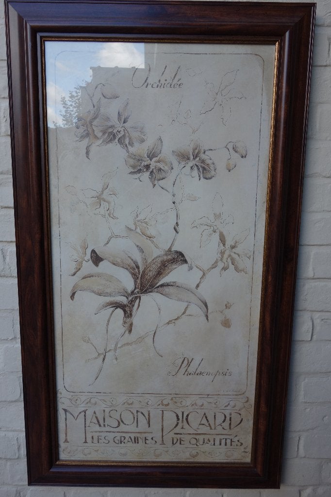 DEUX BEAUX CADRES 1,14 mètres x 65 cm voir F.DE VILLENEUWE, Maison & Meubles, Sous verre, 114 cm, Objet de décoration, Comme neuf