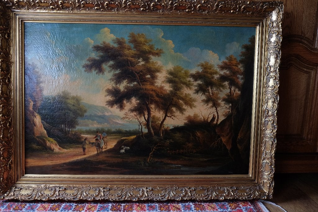 Groot schilderij, Antiquités & Art, Art | Peinture | Classique, Cadre spécial, Peinture à l'huile, Paysage, Enlèvement