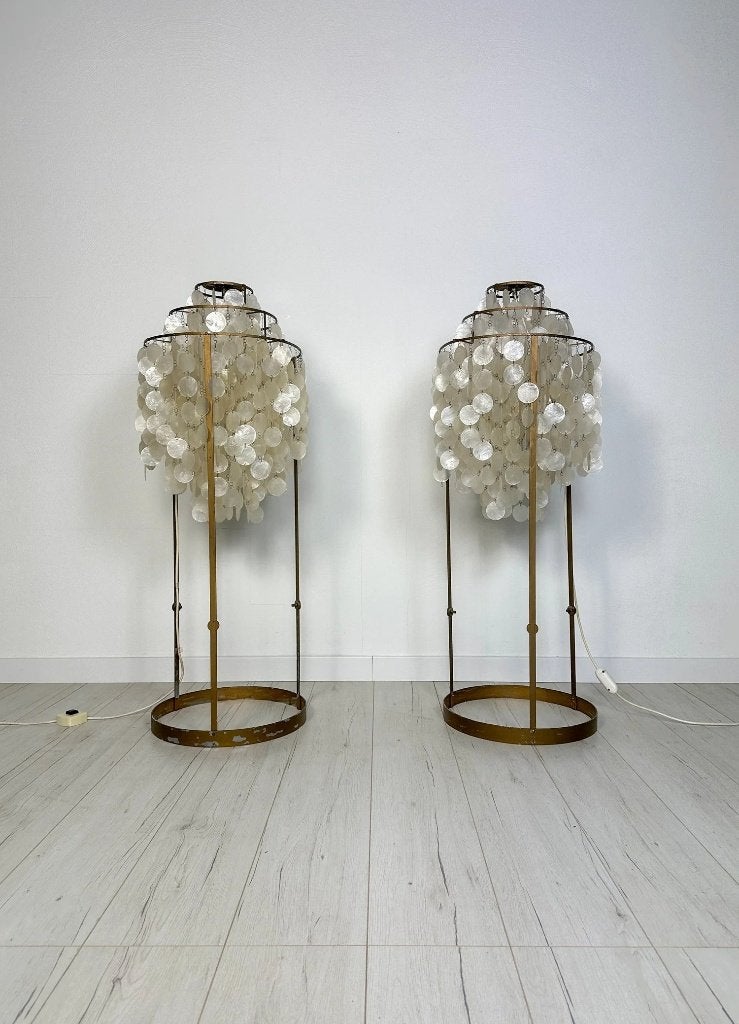 Lampadaire vintage disques de coquillage style Verner Panton, Vintage Mid-Century Design, Enlèvement, Utilisé, 100 à 150 cm