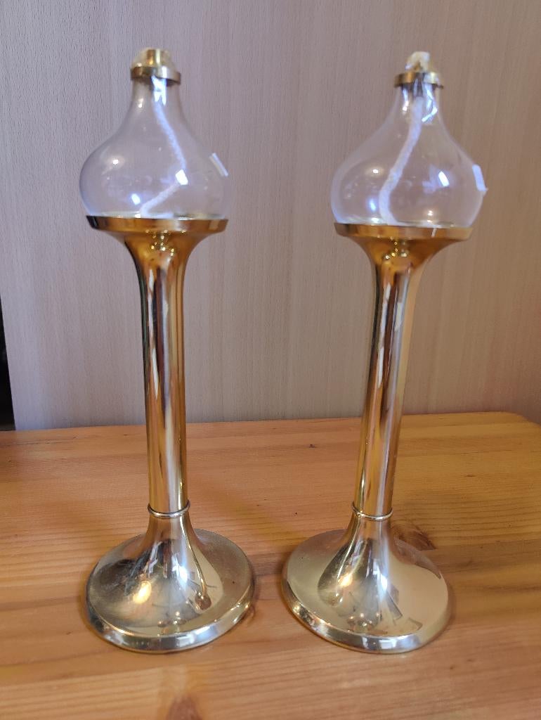 2 OLIELAMPEN DEENS ONTWERP, Ophalen of Verzenden