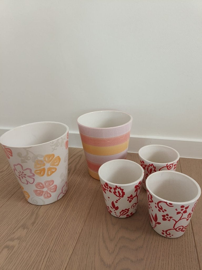 5 leuke bloempotten, Moins de 25 cm, Comme neuf, Enlèvement, Moins de 40 cm