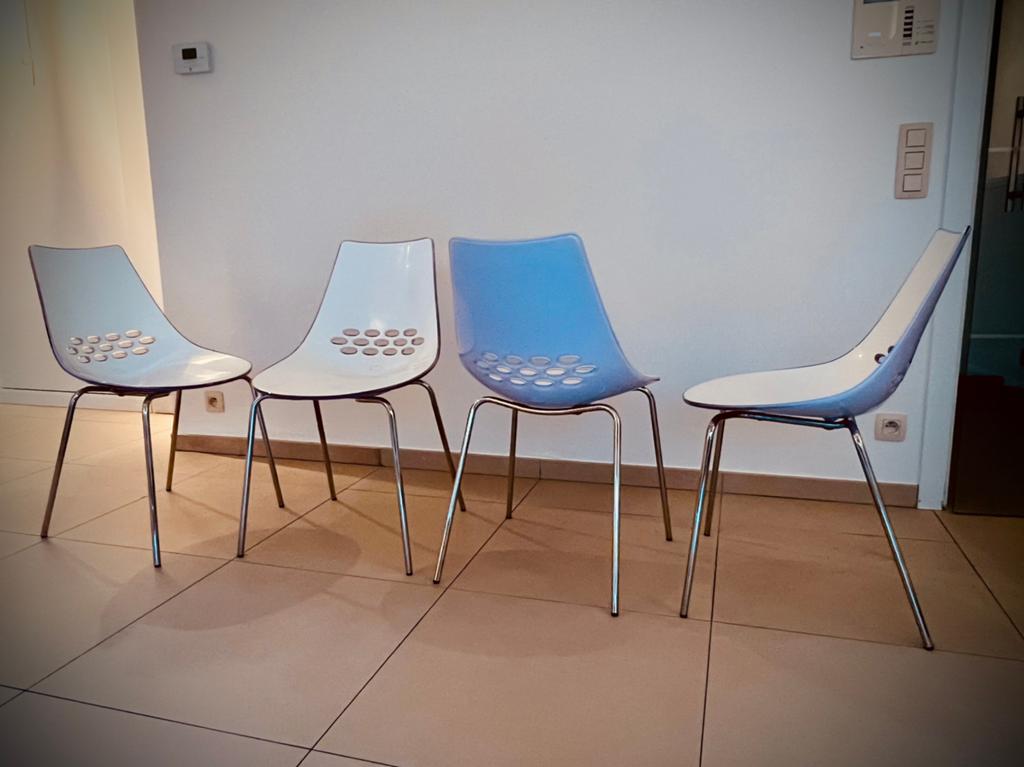Stijlvolle Italiaanse designstoelen merk Calligaris - 4x, Ophalen, Overige kleuren, Zo goed als nieuw, Vier