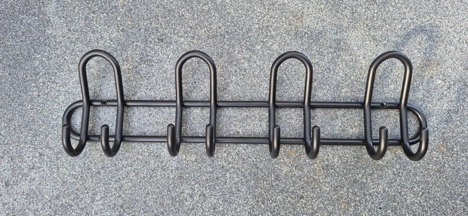 Zwarte metalen kapstok met dubbele haken 52cm, Enlèvement