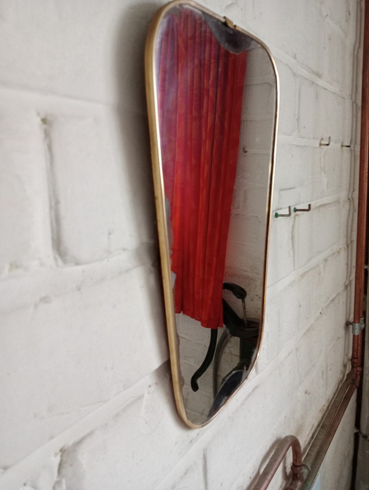 antieke spiegel met metalen frame, Antiek en Kunst, Ophalen
