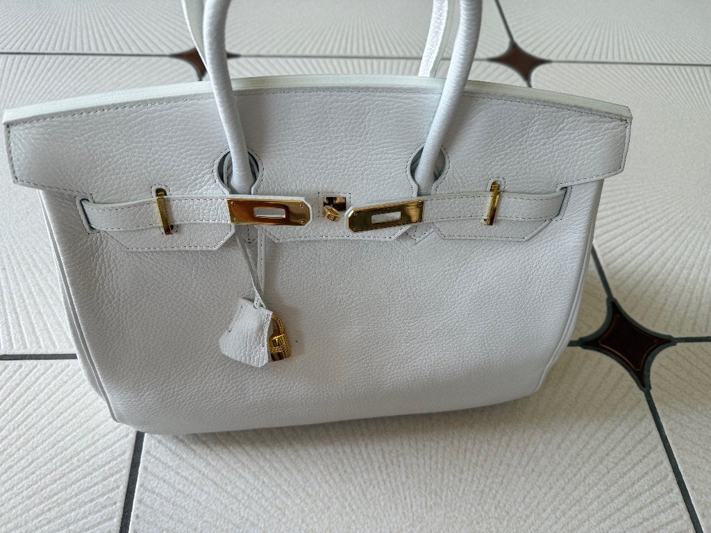 Prachtige witte lederen Birkin handtas, Handtassen en Accessoires, Tassen | Damestassen, Ophalen of Verzenden, Zo goed als nieuw
