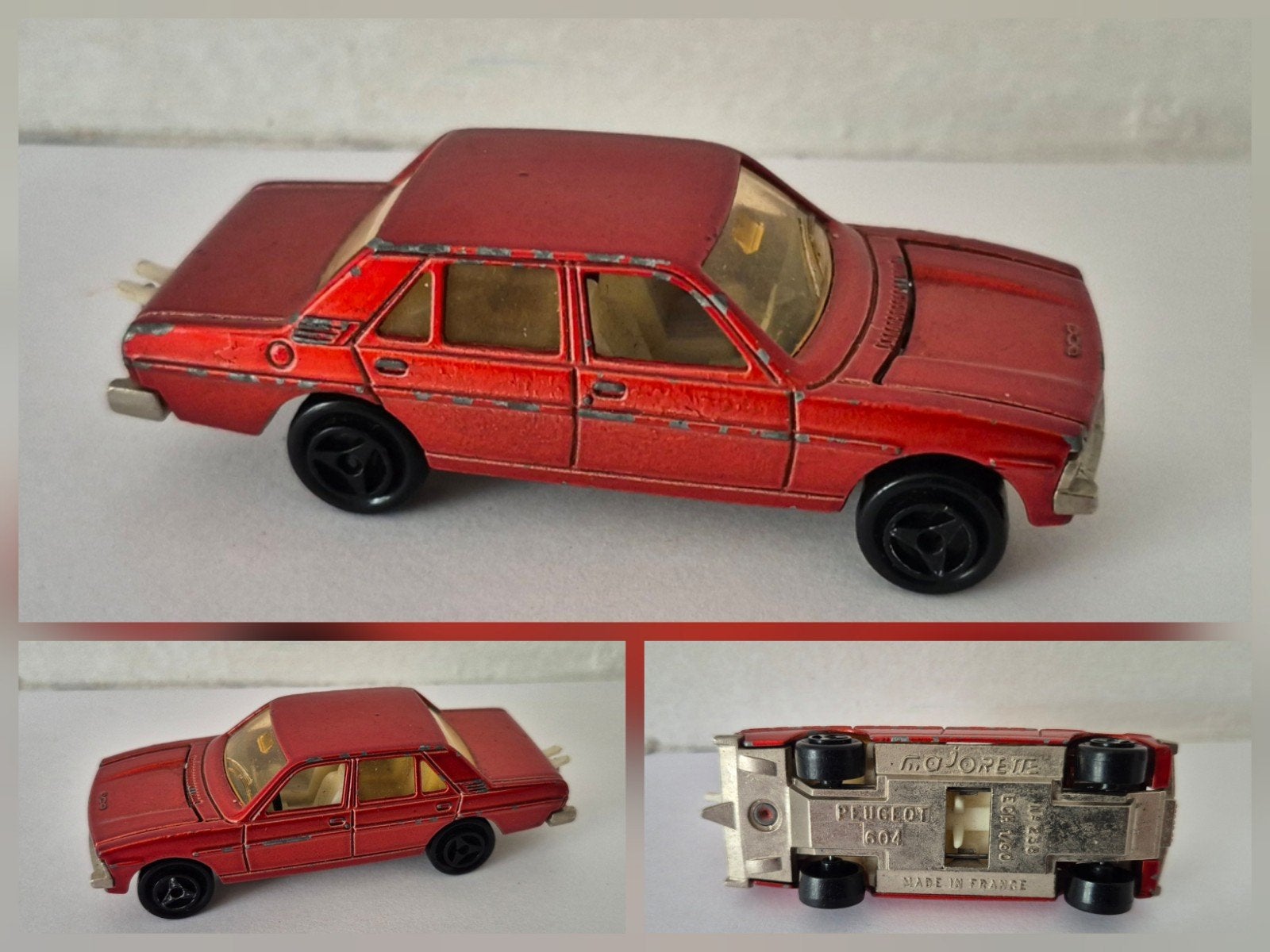 Majorette peugeot 604 (rood), Ophalen of Verzenden, Gebruikt, Auto