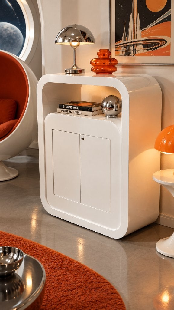 armoire incurvée blanche vintage/commode de l'ère spatiale, Enlèvement