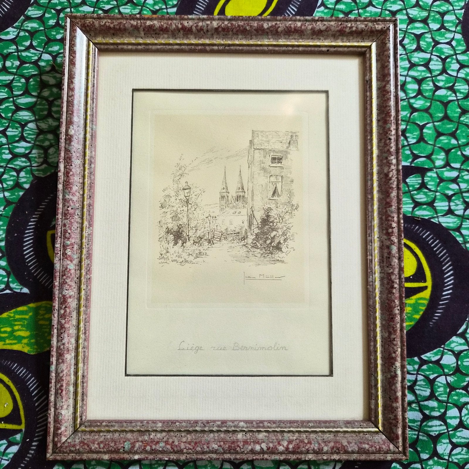 Gravure de Liège signée Jean Muller, Antiquités & Art, Enlèvement ou Envoi