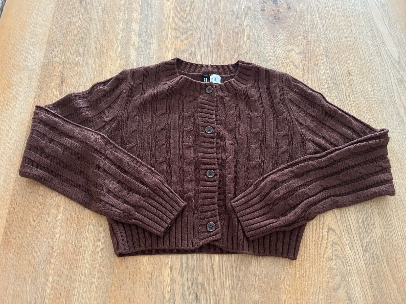 Donkerbruine gebreide vest Divided H&M maat XXS, Kleding | Dames, Ophalen of Verzenden, Zo goed als nieuw, Maat 34 (XS) of kleiner