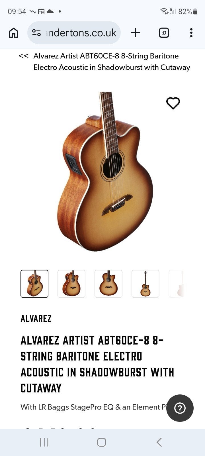 Kopen/ Ruilen: Alvarez 8-snarige Bariton (ABT60E-8), Muziek en Instrumenten, Ophalen, Nieuw, Western- of Steelstringgitaar, Met (piezo-)element