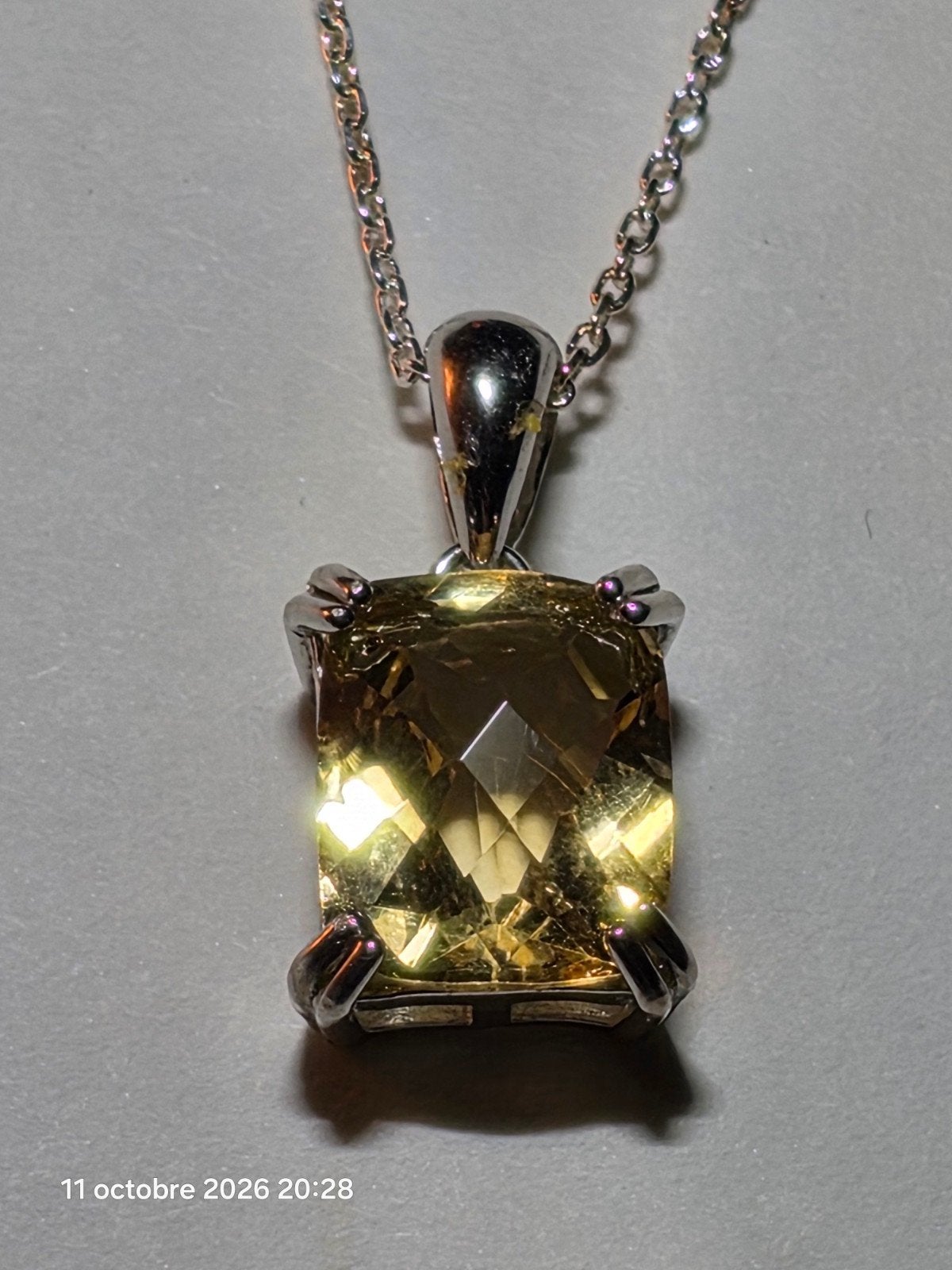 Pendentif en argent massif avec citrine naturelle, Neuf, Jaune, Enlèvement, Avec pierre précieuse