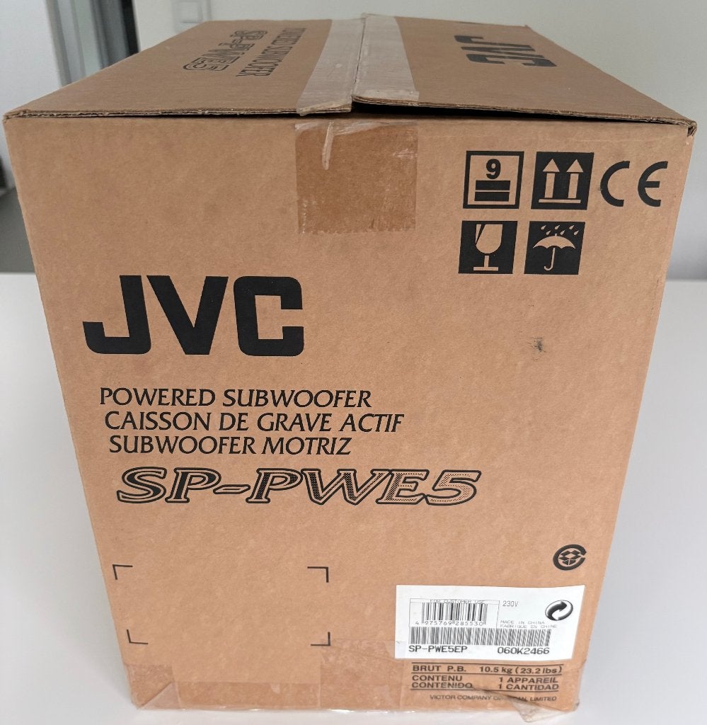 JVC SP-PWE5 Subwoover met ingebouwde versterker, TV, Hi-fi & Vidéo, Neuf, JVC, Bass-reflex, 60 à 120 watts