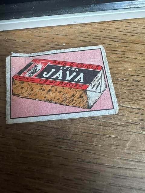 luciferdoos etiket label Java peperkoek, Boîtes ou marques d'allumettes, Enlèvement ou Envoi, Info@javapeoko.lb, Java