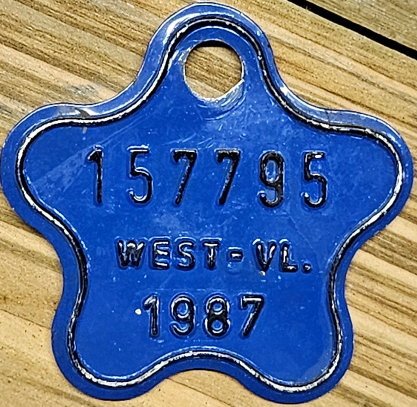FietsTaksplaat 1987 West-Vlaanderen 157795 blauw, Ophalen of Verzenden