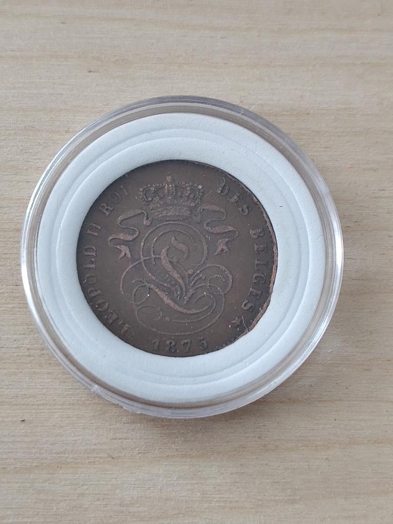 Munt 2 cent Belgische Frank 1875, Ophalen of Verzenden, Losse munt