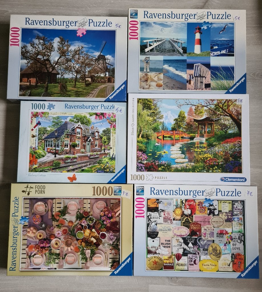 6 Puzzels (30€ samen) ook apart te koop, Hobby en Vrije tijd, Ophalen, 500 t/m 1500 stukjes, Zo goed als nieuw, Legpuzzel