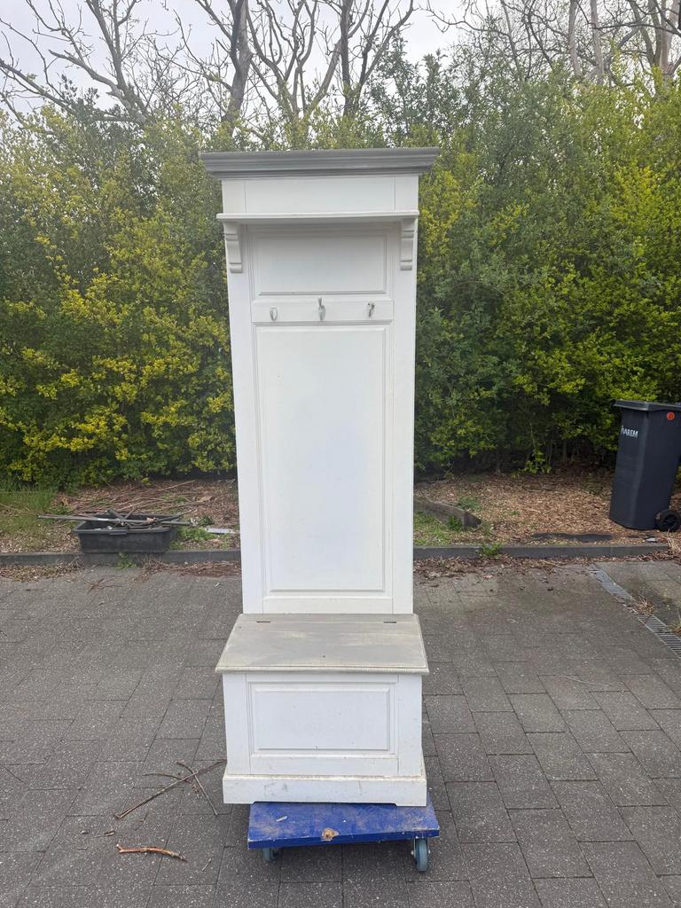 Porte-manteau en bois avec bac de rangement et étagère, Enlèvement, Utilisé, Bois, Portemanteau sur pied