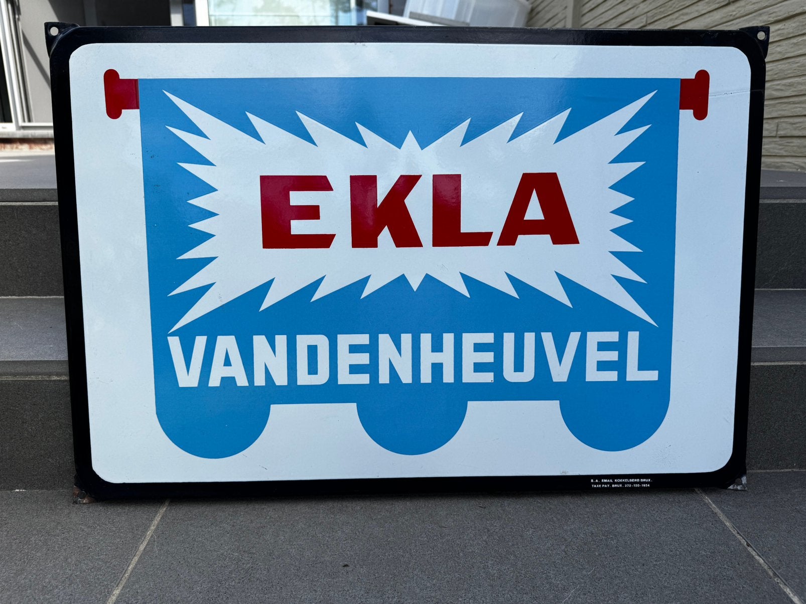 Emaille bord Ekla in zeer mooie staat, Verzamelen, Ophalen, Reclamebord