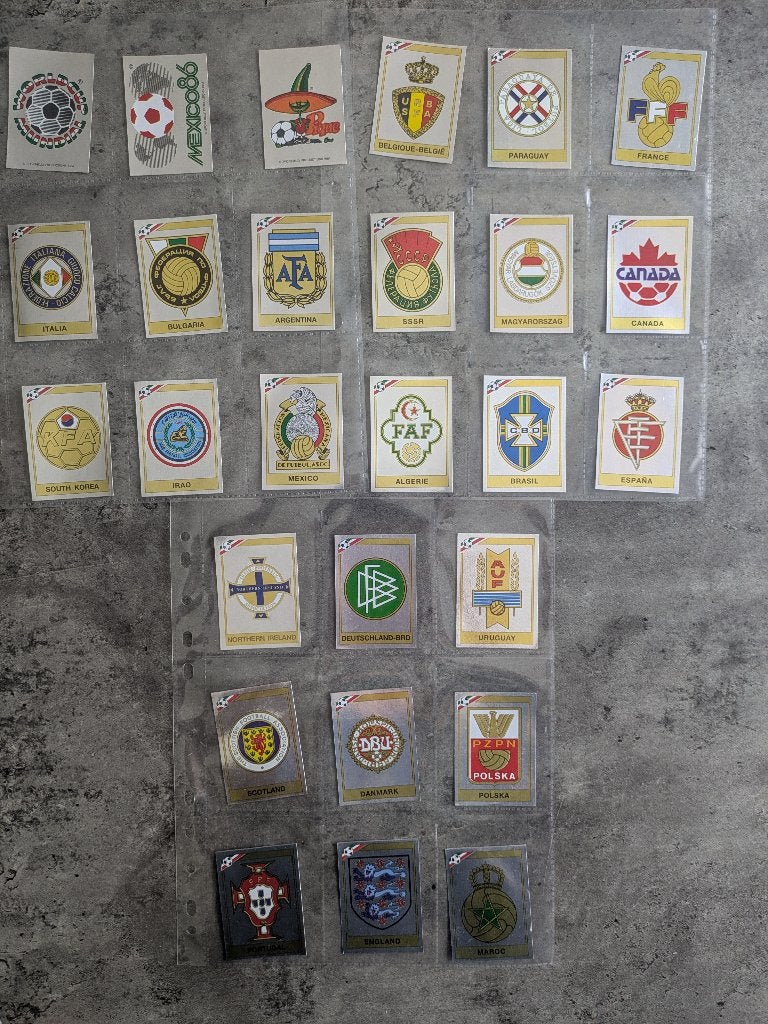 Autocollants de foot PANINI WORLD CUP MEXICO 86, 27 badges, Envoi, Comme neuf