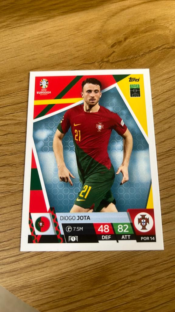 Diogo jota topps match attax 2024, Verzamelen, Sportartikelen en Voetbal, Ophalen, Zo goed als nieuw, Spelerskaart