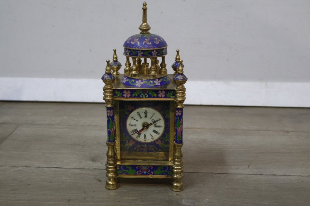 Vintage Cloisonne Messing Chinese Mantelklok