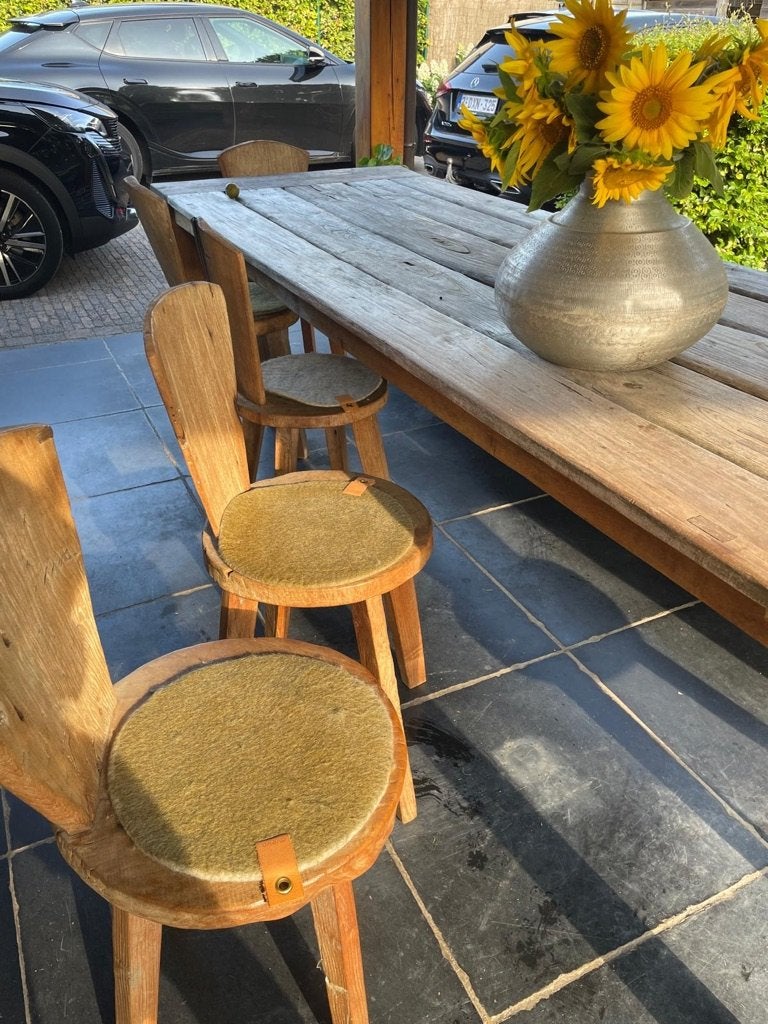 mooie stoelen, Autres couleurs, Enlèvement, Bois, Retro eigenlijk zeer oude zitting met vernieuwde poten
