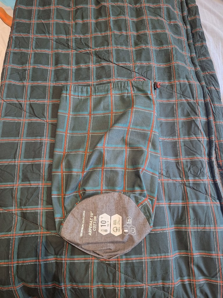 QUECHUA Camping sleeping bag 10C 200x80 cm full zip, Enlèvement, Utilisé