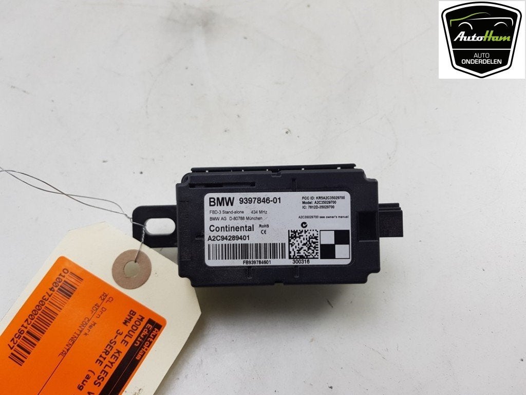 MODULE KEYLESS VEHICLE BMW 3 serie Touring (F31), Auto-onderdelen, Gebruikt, BMW, Continental AG, Continental-Plaza 1
30175  Hannover, DE