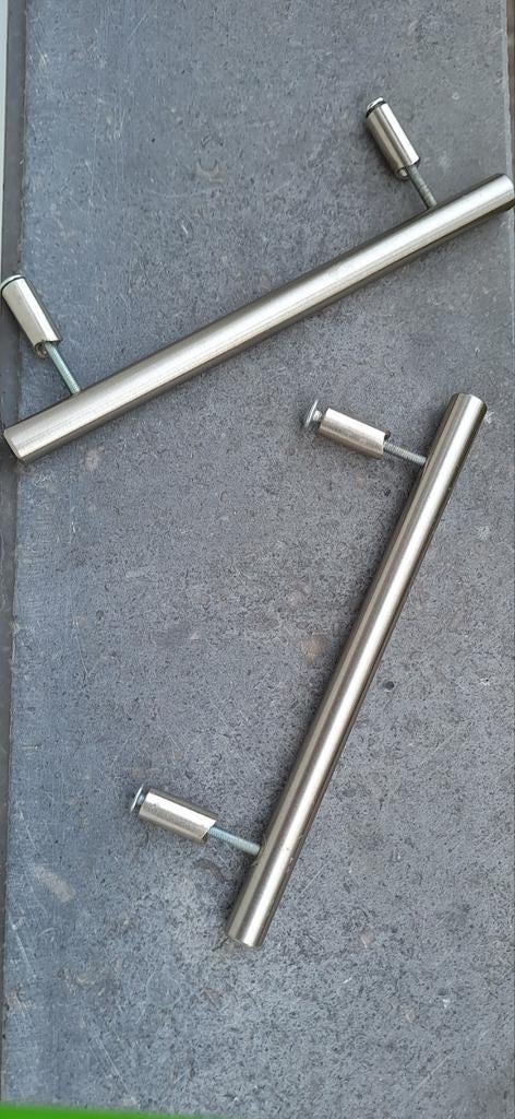 Poignée de porte inox 13cm entière 18cm 2piece a saisir ↙️, Enlèvement, Comme neuf, 100 à 250 mm, Inox
