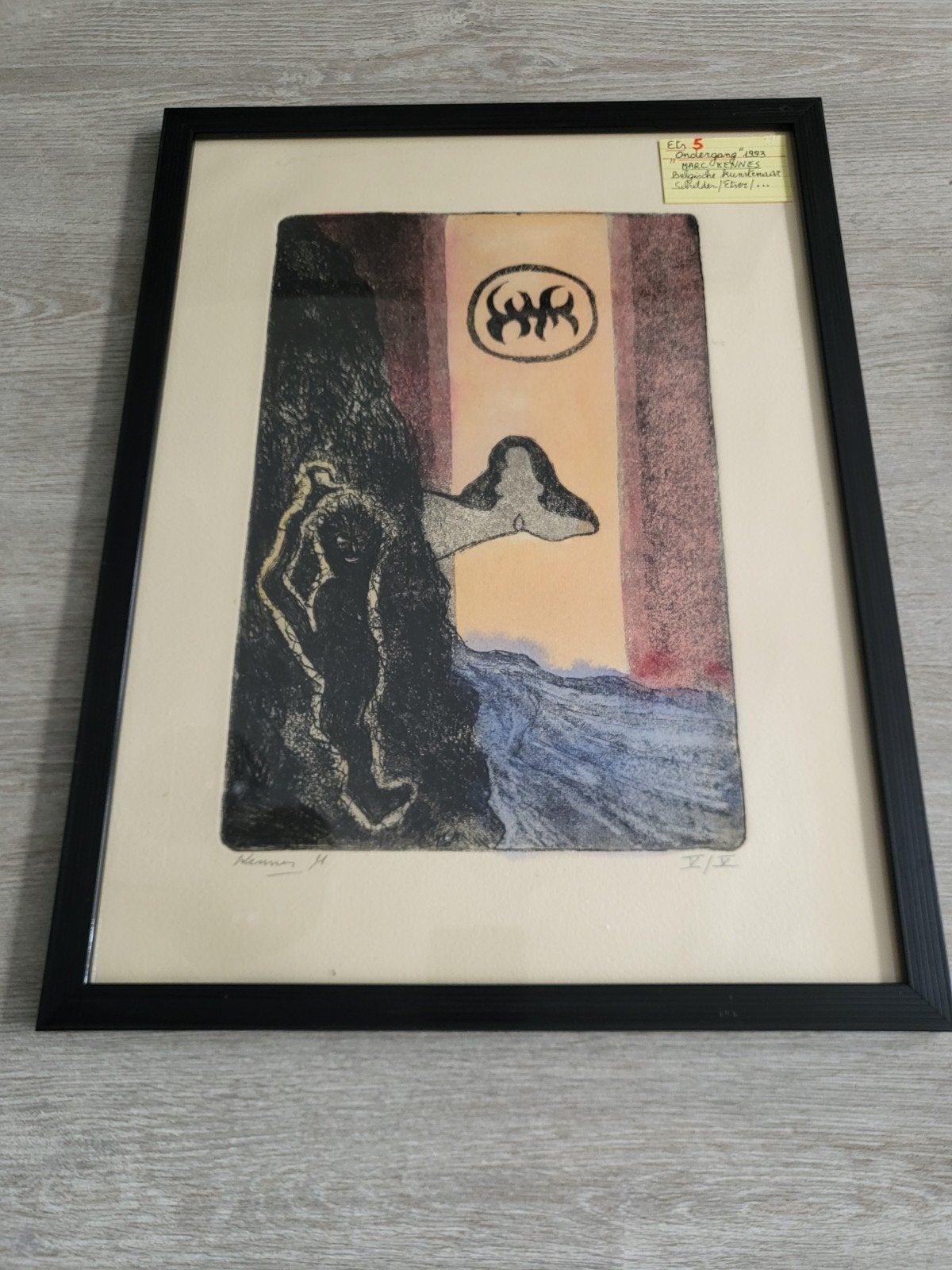 Gravure « Downfall » de Marc Kennes 1993, Enlèvement ou Envoi, Eau-forte
