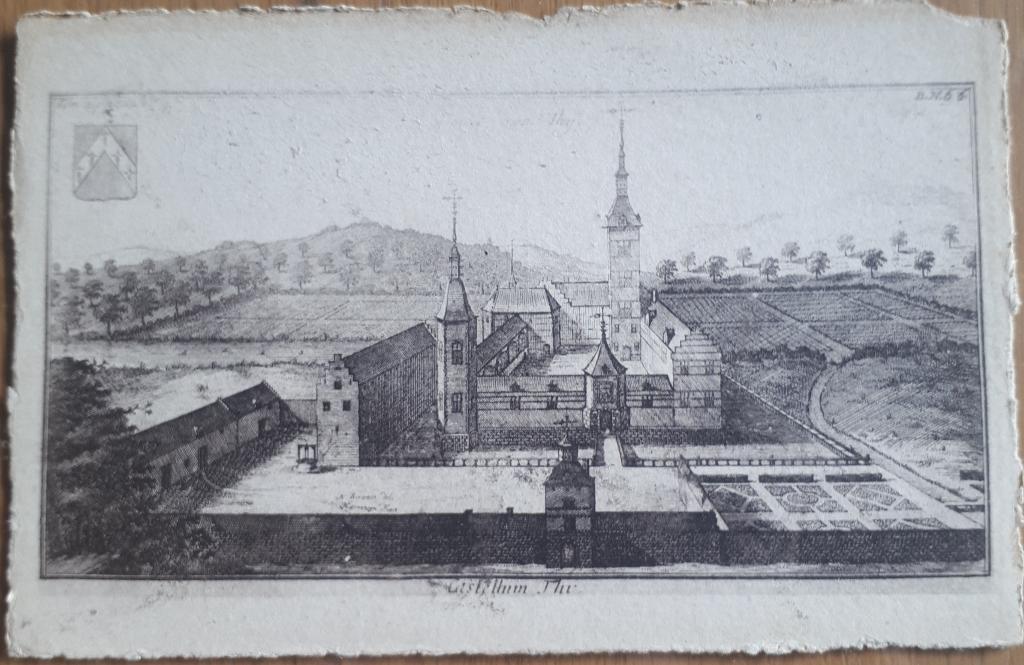 Gravure Harrewijn °Amsterdam 1660  postkaart: Castellum THY, Antiek en Kunst, Kunst | Etsen en Gravures, 1800 - 1899, 9 cm, Ophalen of Verzenden