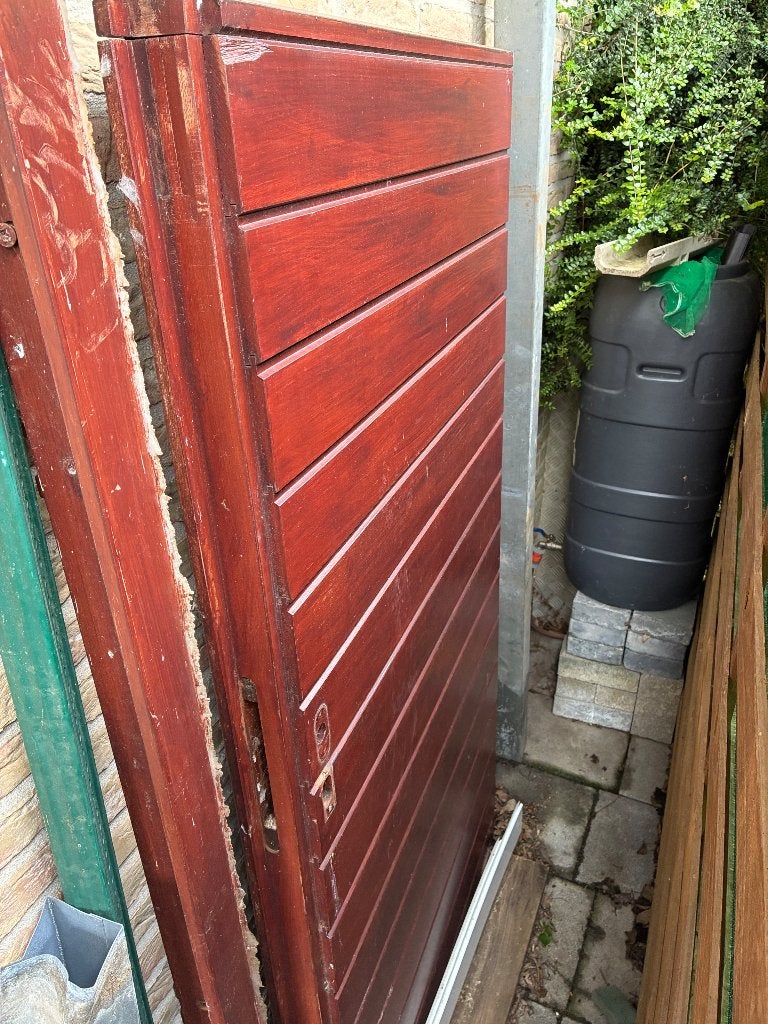 Tuinpoortje meranti, Ophalen, Gebruikt, 100 tot 150 cm, Draaipoort