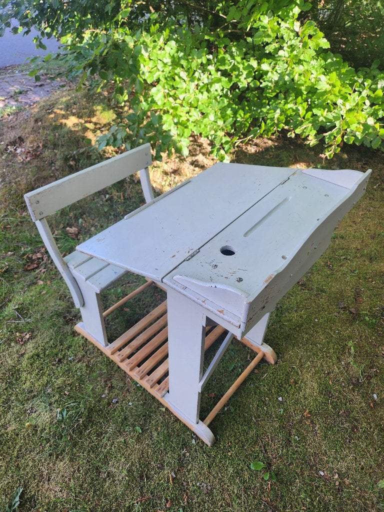 Bureau d'écolier en bois, Autres marques, Bureau d'écolier, 65 cm, Vintage